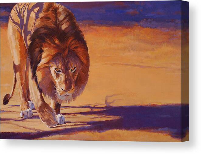 African Lion Canvas Print featuring the painting Within Striking Distance - African Lion by Shawn Shea