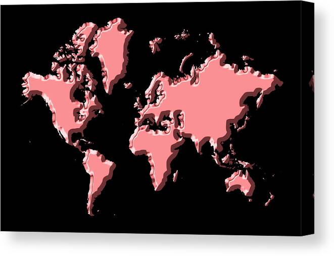 World Map Canvas Print featuring the photograph World Map Pink by Andrew Fare
