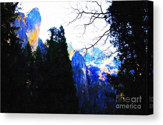 Landscape Canvas Print featuring the photograph Yosemite Snow Top Mountains by Wingsdomain Art and Photography