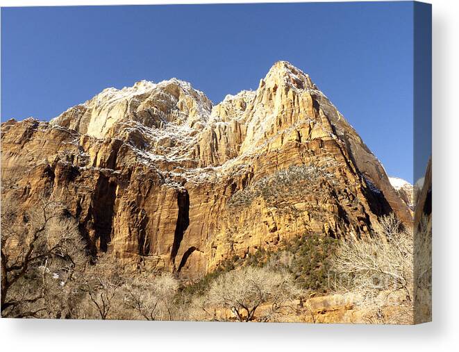 Zion Canvas Print featuring the photograph Zion Cliffs by Bob and Nancy Kendrick