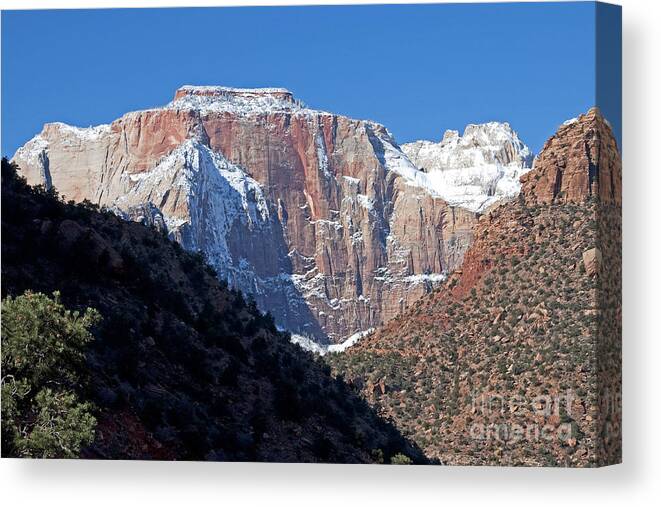 Zion Canvas Print featuring the photograph Zion's West Temple by Bob and Nancy Kendrick