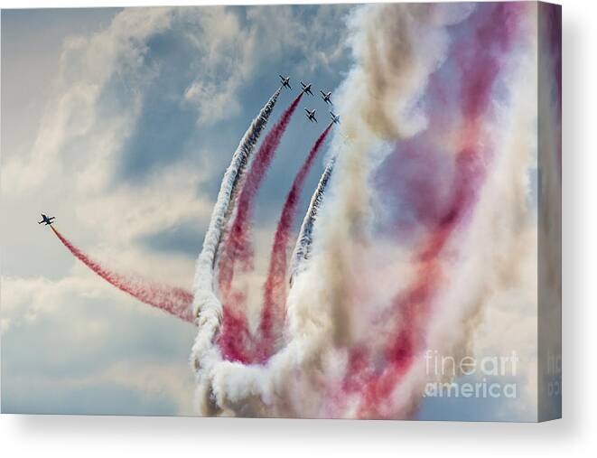 Accuracy Canvas Print featuring the photograph Aerobatic group formation by Mariusz Prusaczyk