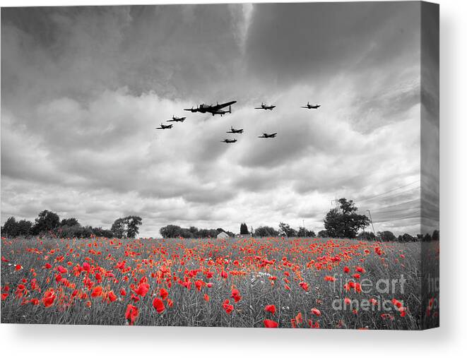 Avro Canvas Print featuring the digital art Battle Of Britain Anniversary - Selective by Airpower Art