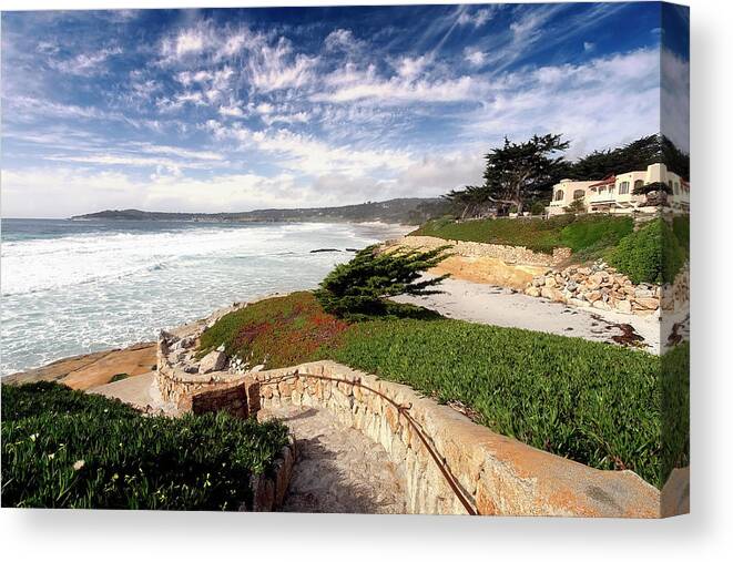 Scenic Canvas Print featuring the photograph Coastline Carmel by the Sea by George Oze