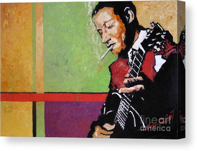 Jazz Canvas Print featuring the painting Jazz Guitarist by Yuriy Shevchuk