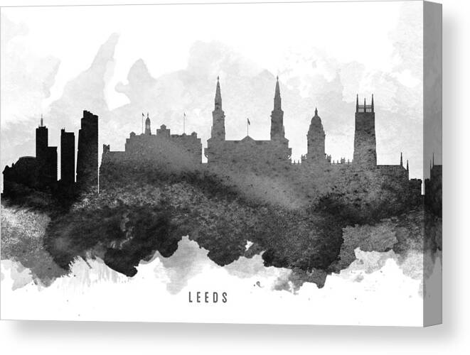 Leeds Canvas Print featuring the painting Leeds Cityscape 11 by Aged Pixel