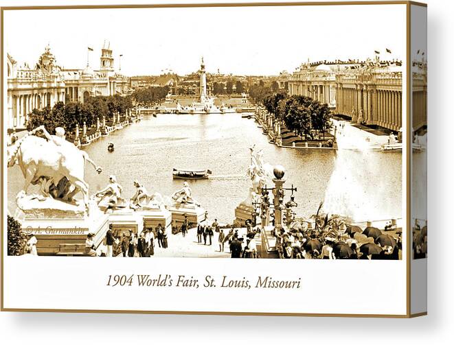 St. Louis Plaza Canvas Print featuring the photograph 1904 World's Fair, Grand Basin View from Festival Hall #2 by A Macarthur Gurmankin
