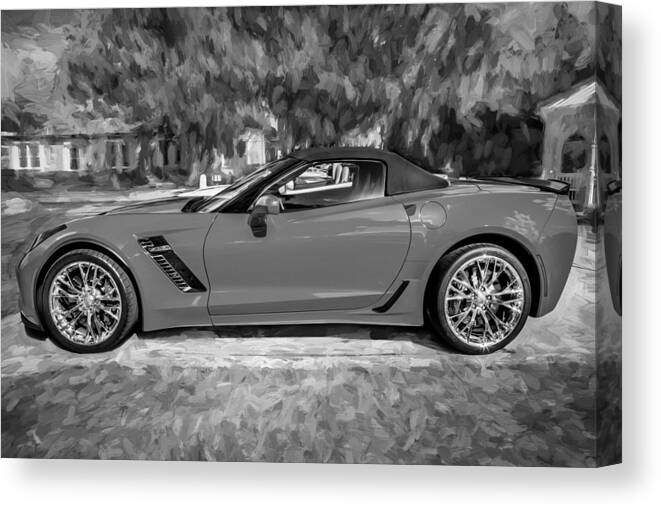 2015 Corvette Canvas Print featuring the photograph 2015 Chevrolet Corvette ZO6 Painted BW #1 by Rich Franco