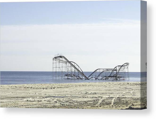 Seaside Heights Canvas Print featuring the photograph After Hurricane Sandy #1 by Erin Cadigan