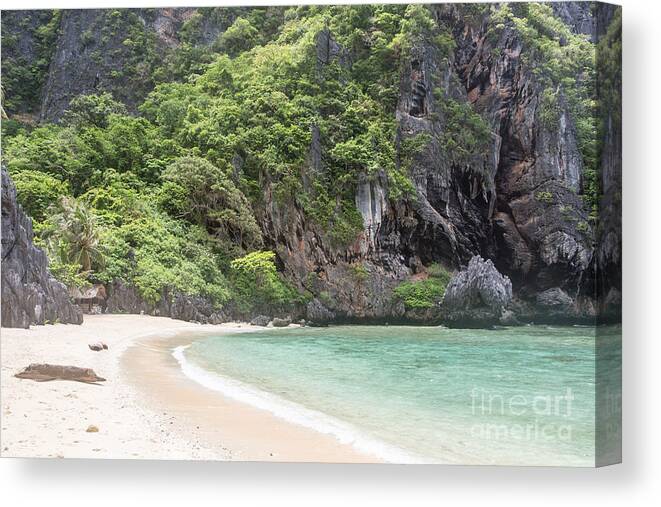 Bacquit Canvas Print featuring the photograph Awesome beach in the stunning Bacuit archipelago in El Nido #1 by Didier Marti