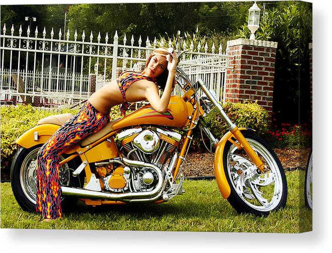 Clay Canvas Print featuring the photograph Bikes and Babes #1 by Clayton Bruster