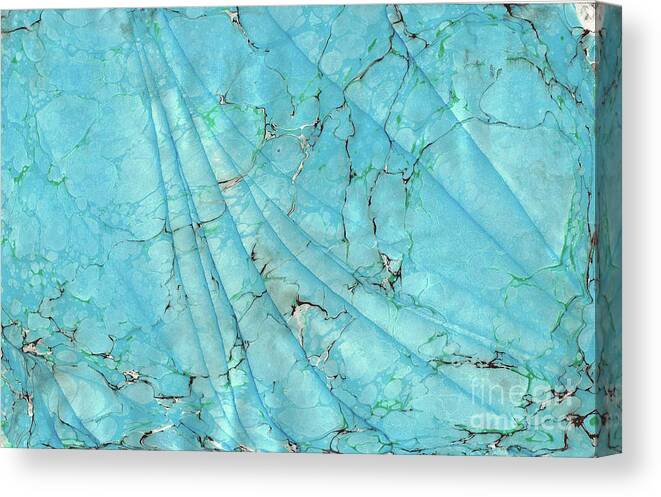 Water Marbling Canvas Print featuring the painting Blue Wave #2 #1 by Daniela Easter