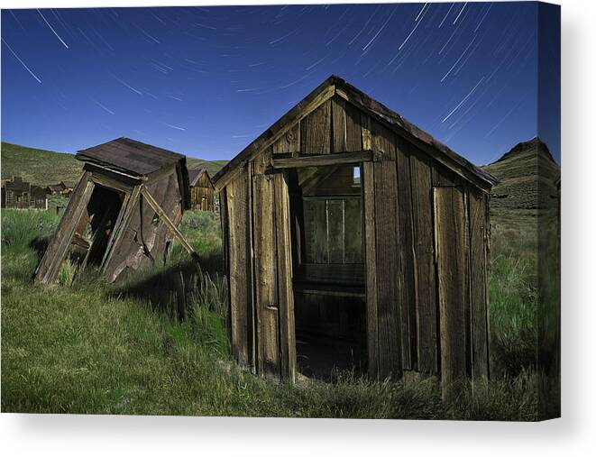 Bodie Canvas Print featuring the photograph Bodie Ghost Town Outhouses #1 by Hal Mitzenmacher