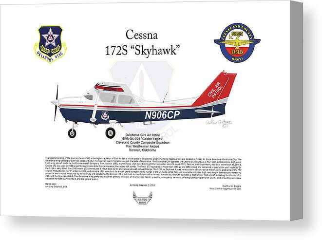 Cessna Canvas Print featuring the digital art Cessna 172S Skyhawk #2 by Arthur Eggers