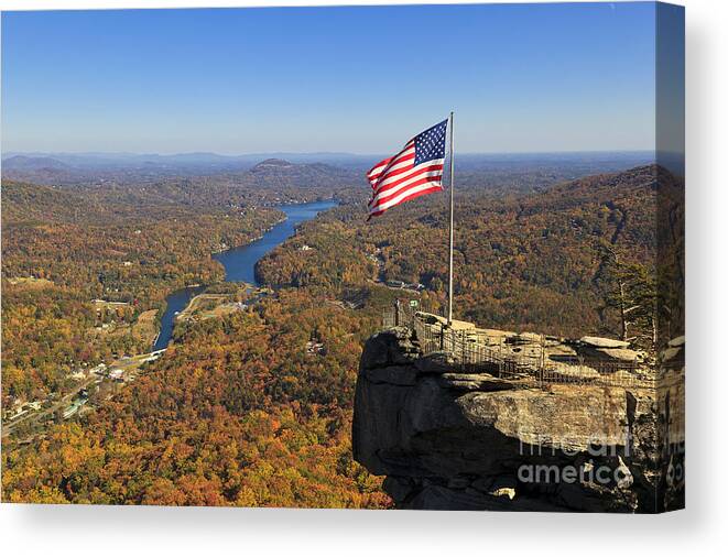 Chimney Canvas Print featuring the photograph Chimney Rock in the Fall #1 by Jill Lang