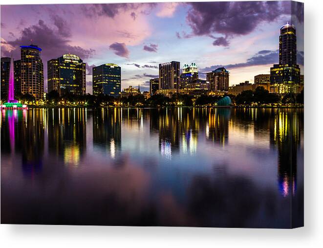 Lake Canvas Print featuring the photograph Downtown Orlando #1 by Mike Dunn