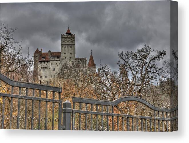 Dracula Canvas Print featuring the photograph Dracula's Castle Transilvania in HDR #1 by Matthew Bamberg