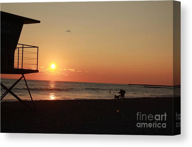 Landscape Beach Sunset Love Sky California Canvas Print featuring the photograph End of the day #1 by Kim Pascu