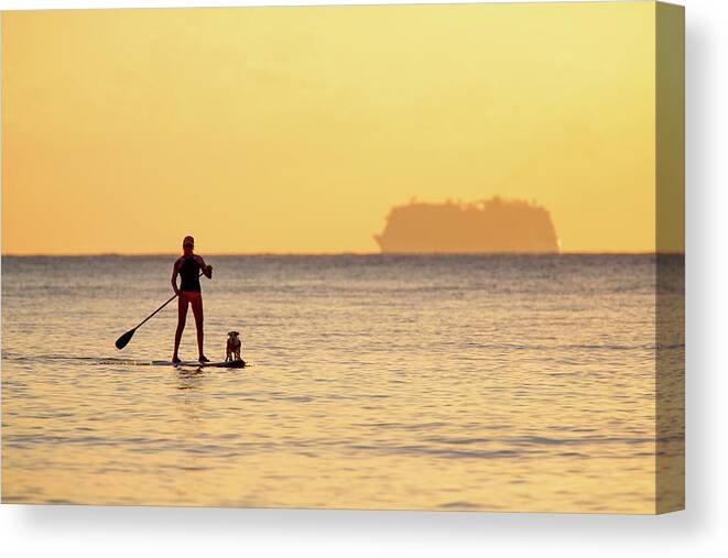 Board Canvas Print featuring the photograph Evening Paddle #1 by David Buhler