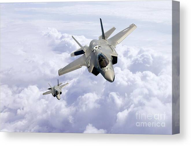 F35 Canvas Print featuring the digital art F35 Lightning II #1 by Airpower Art