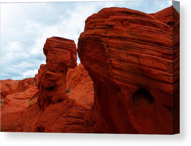 Red Rocks Canvas Print featuring the photograph Fire #1 by Barbara Teller