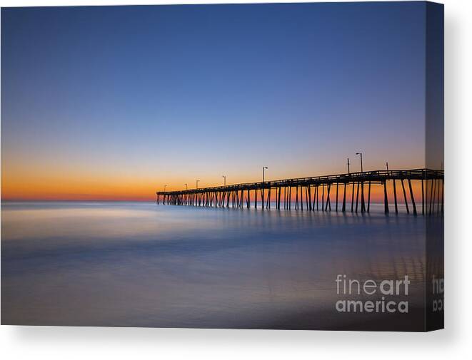 Nags Head Fishing Pier Canvas Print featuring the photograph Fishing Pier Sunrise #1 by Michael Ver Sprill