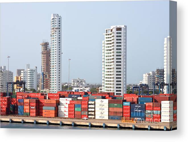 Container Canvas Print featuring the photograph Freight Containers by Thomas Marchessault