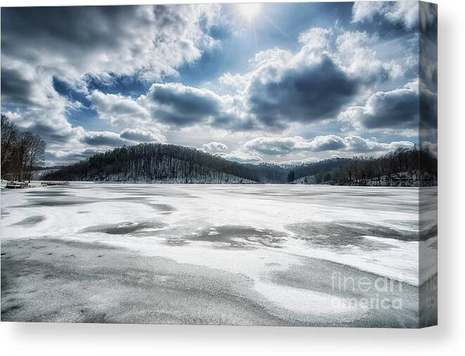 Snow Canvas Print featuring the photograph Frozen Lake #1 by Thomas R Fletcher