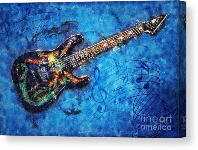 Music Canvas Print featuring the digital art Guitar Love #1 by Ian Mitchell