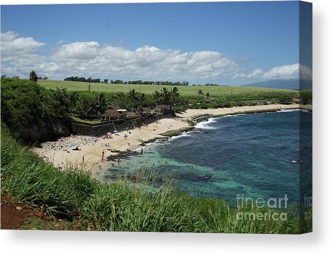 Hookipa Beach Canvas Print featuring the photograph Ho'okipa Beach View from Ho'okipa Beach Park Hana Maui #1 by Peter Dang