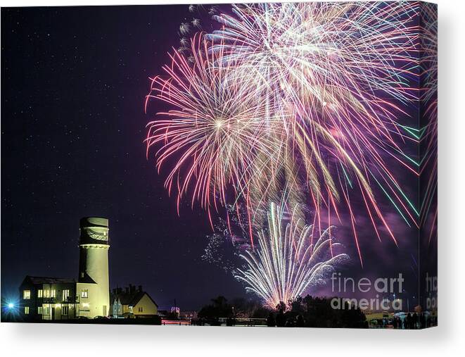 Fireworks Canvas Print featuring the photograph Hunstanton fireworks night 2017 in Norfolk UK #2 by Simon Bratt