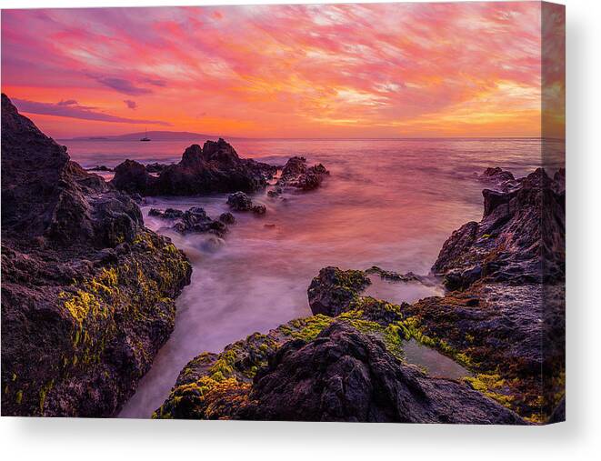Maui Hawaii Sunset Clouds Ocean Seascape Kihei Canvas Print featuring the photograph Infinity #1 by James Roemmling
