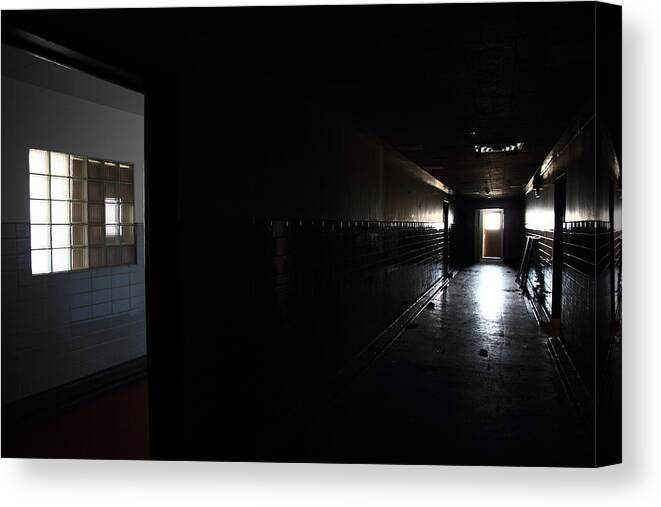 Dark Canvas Print featuring the photograph It Ran Past Me Here by Kreddible Trout
