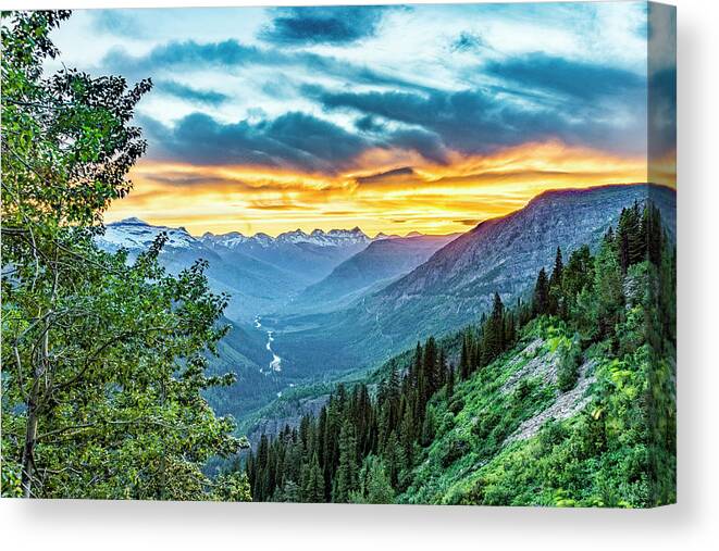 Glacier National Park Canvas Print featuring the photograph Jackson Glacier Overlook At Sunset by Donald Pash