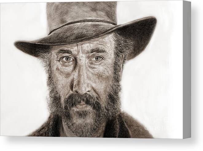 Jason Robards Canvas Print featuring the digital art Jason Robards as Cheyenne in Once Upon a Time in the West #2 by Jim Fitzpatrick