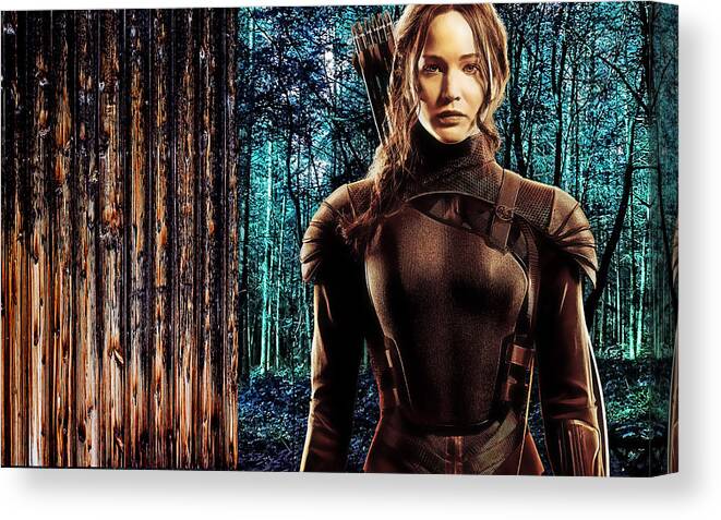 Jennifer Lawrence Canvas Print featuring the mixed media Jennifer Lawrence Collection #4 by Marvin Blaine