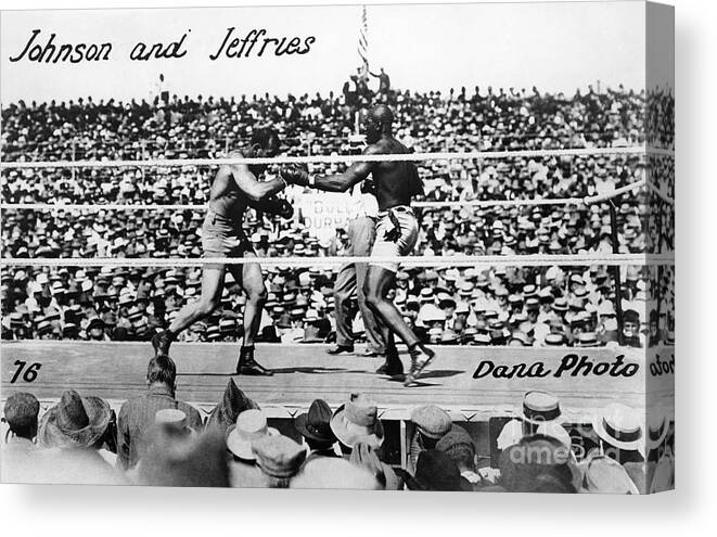 1910 Canvas Print featuring the photograph Johnson Vs Jeffries, 1910 #2 by Granger