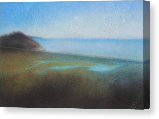 Landscape Canvas Print featuring the painting Lagoon II or Overlooking Torrey Pines #1 by Robin Street-Morris