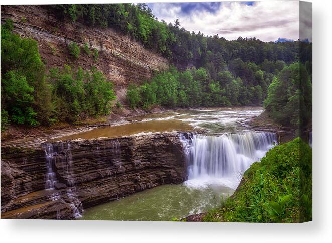 Letchworth State Park Canvas Print featuring the photograph Letchworth State Park Lower Falls #2 by Mark Papke