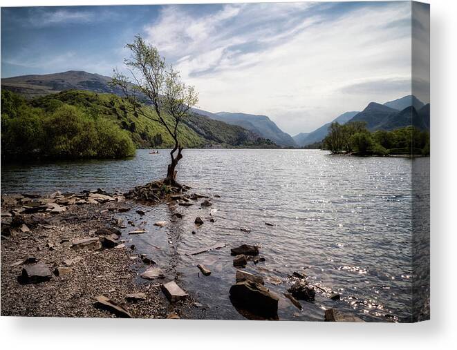 Natural Canvas Print featuring the photograph Llyn Peris, Snowdonia National Park #1 by Shirley Mitchell