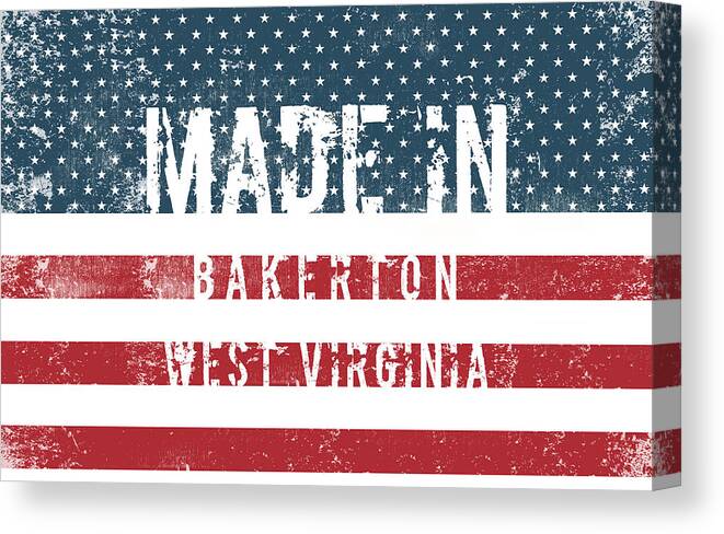 Bakerton Canvas Print featuring the digital art Made in Bakerton, West Virginia by Tinto Designs