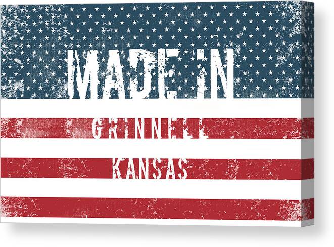 Grinnell Canvas Print featuring the digital art Made in Grinnell, Kansas #1 by Tinto Designs