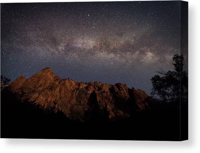 Milkyway Canvas Print featuring the photograph Milky Way Galaxy Over Zion Canyon #2 by David Watkins
