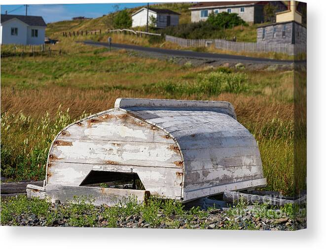 Old Canvas Print featuring the photograph Old wooden boat #1 by Les Palenik