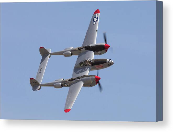 P-38 Canvas Print featuring the photograph P-38 Lightning #1 by John Daly