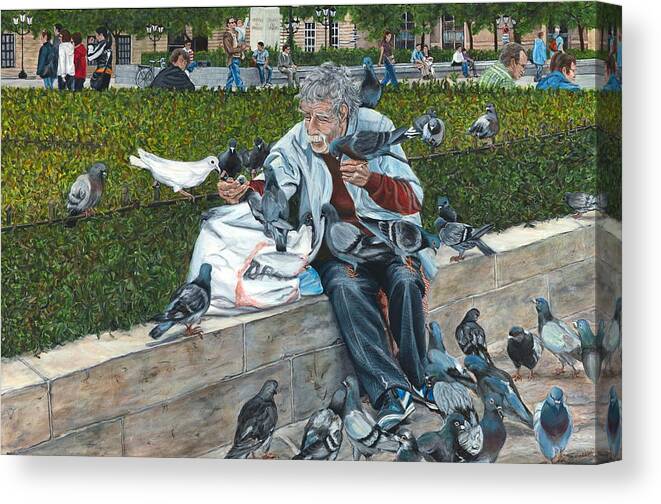 Old Man Canvas Print featuring the painting Peace among Chaos #2 by Bonnie Peacher