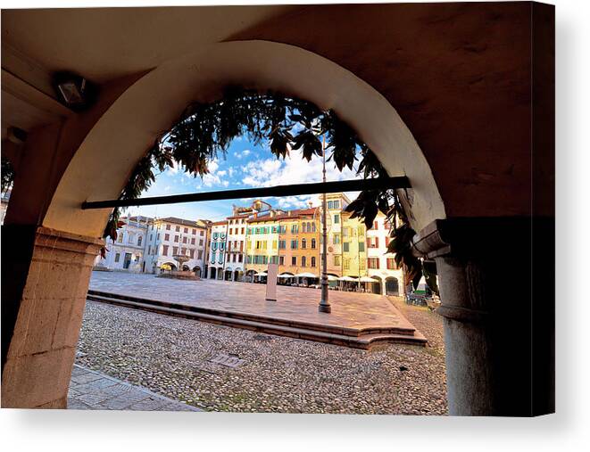 Piazza San Giacomo Canvas Print featuring the photograph Piazza San Giacomo in Udine landmarks view #1 by Brch Photography