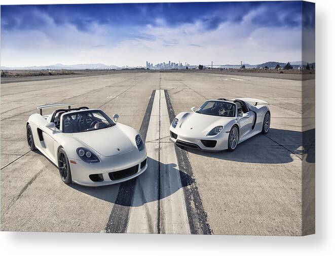 Cars Canvas Print featuring the photograph #Porsche #CarreraGT and #918Spyder #1 by ItzKirb Photography