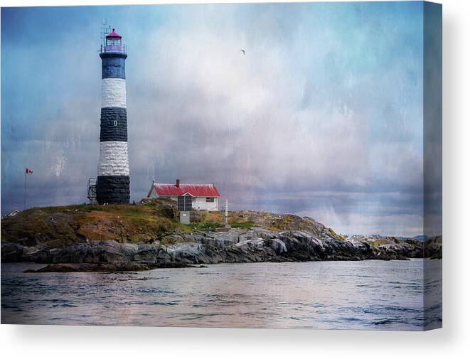 Lighthouse Canvas Print featuring the photograph Lighthouse at Race Rocks by Marilyn Wilson