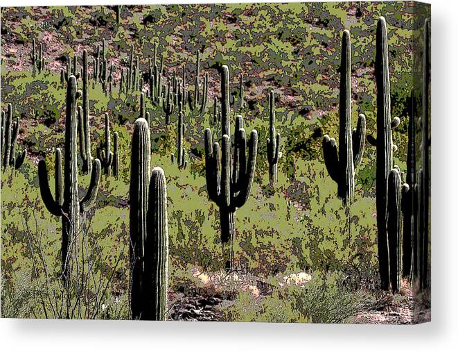Saguaro Forest Canvas Print featuring the digital art Saguaro Forest #1 by Tom Janca